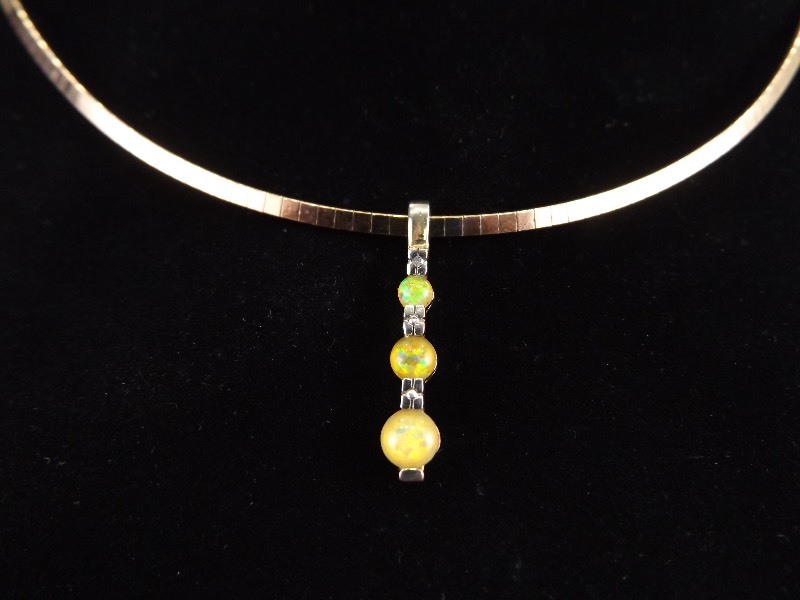 lot 37 image: .925 Sterling Silver Vermeil Fire Opal Pendant Necklace