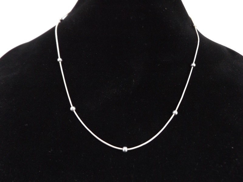 lot 54 image: .925 Sterling Silver Bead Necklace and Bracelet Set