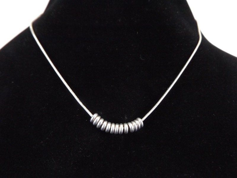 lot 59 image: .925 Sterling Silver Grommet Bead Necklace