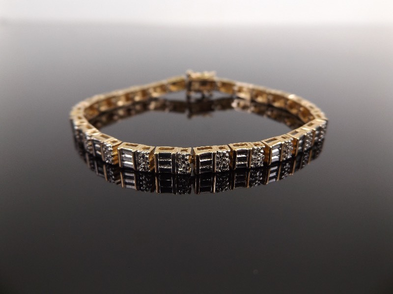 lot 63 image: .925 Sterling Silver&nbspDiamond Accented Vermeil Tennis Bracelet