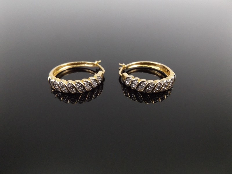 lot 80 image: .925 Sterling Silver Diamond Accented Vermeil Earrings