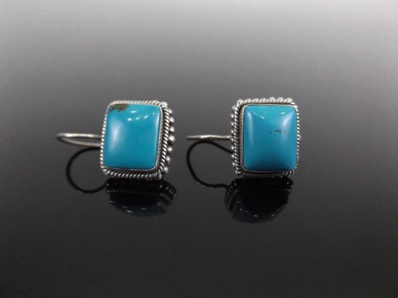 lot 84 image: .925 Sterling Silver Turquoise Cabochon Earrings