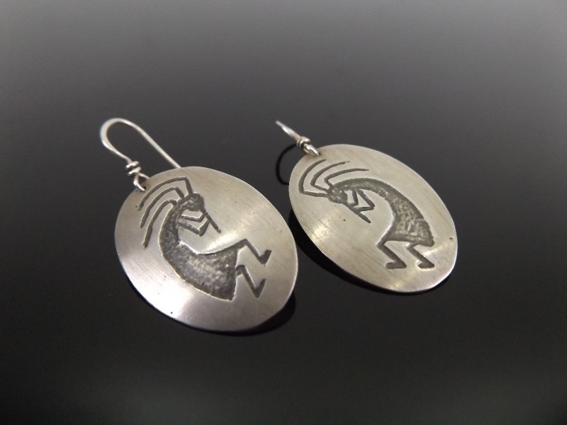 lot 98 image: .925 Sterling Silver Navajo Kokopelli Earrings