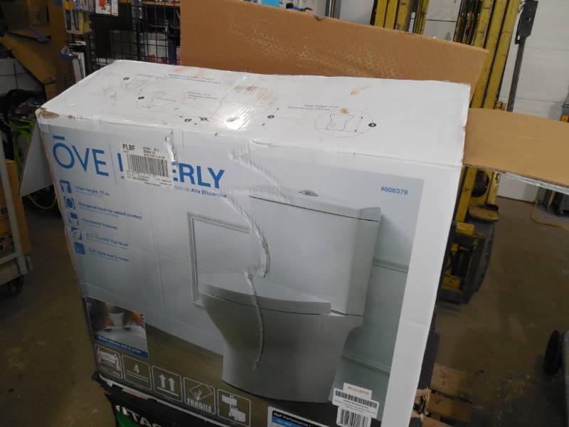 lot 80 image: OVE Decors Beverly White WaterSense Labeled Dual Flush Elongated Chair Height 2-Piece Toilet 12-in Rough-In Size