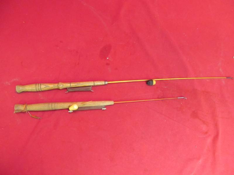 lot 225 image: vintage ice fishing jig sticks