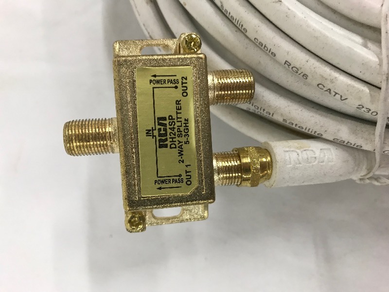 50ft CATV Satellite cable and 2 way RCA splitter