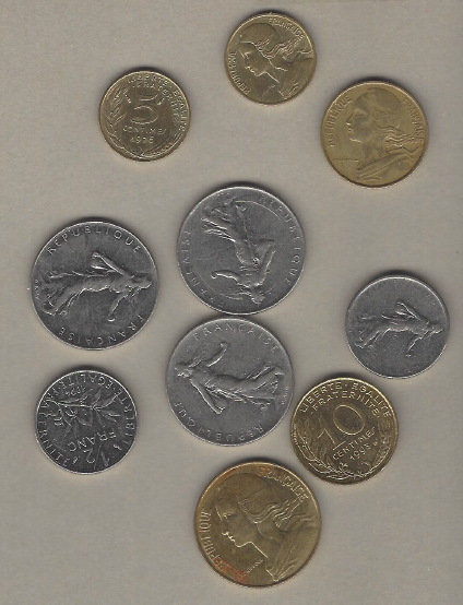 10 Different French Coins