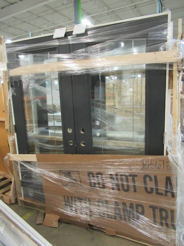lot 38 image: ThermaTru Doors French Exterior Door With Full Length Lights, Double Bore, Inswing.