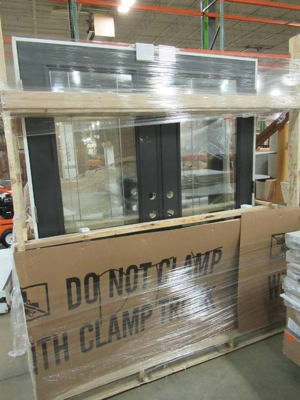 lot 39 image: ThermaTru Doors French Exterior Fiberglass Door With Full Length Lights, Double Bore, Inswing