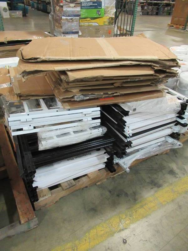 lot 52 image: Pallet of Unique Home Designs 3-Bar Adjustable 22-34 in. to 38-12 in. Horizontal Fixed Black and White Window Security Guards