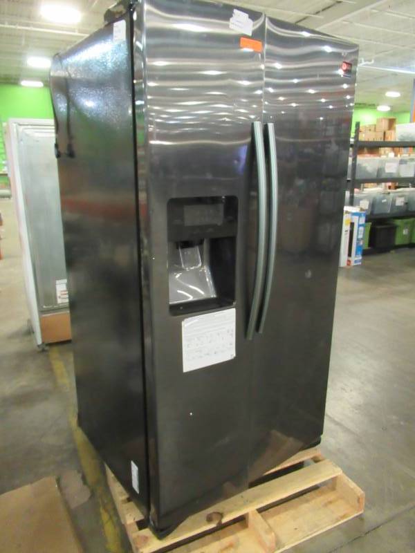 lot 76 image: Samsung 24.5 cu. ft. Side by Side Refrigerator in Black Stainless Steel, RS25J500DSG