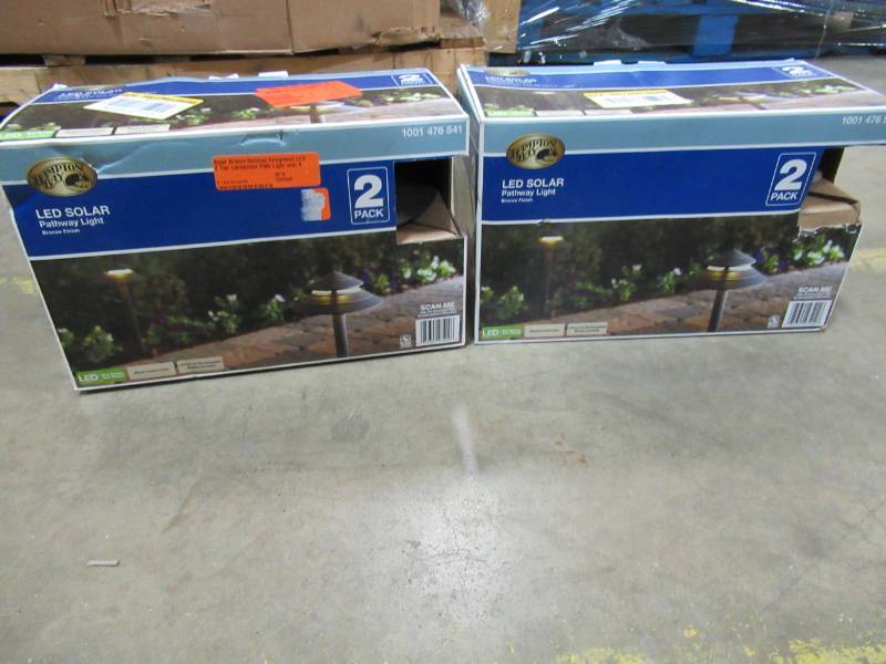 lot 89 image: 2 Hampton Bay Solar Bronze Outdoor Integrated LED 2 Tier Landscape Path Light with Remote Solar Panel (2-Pack), 93402