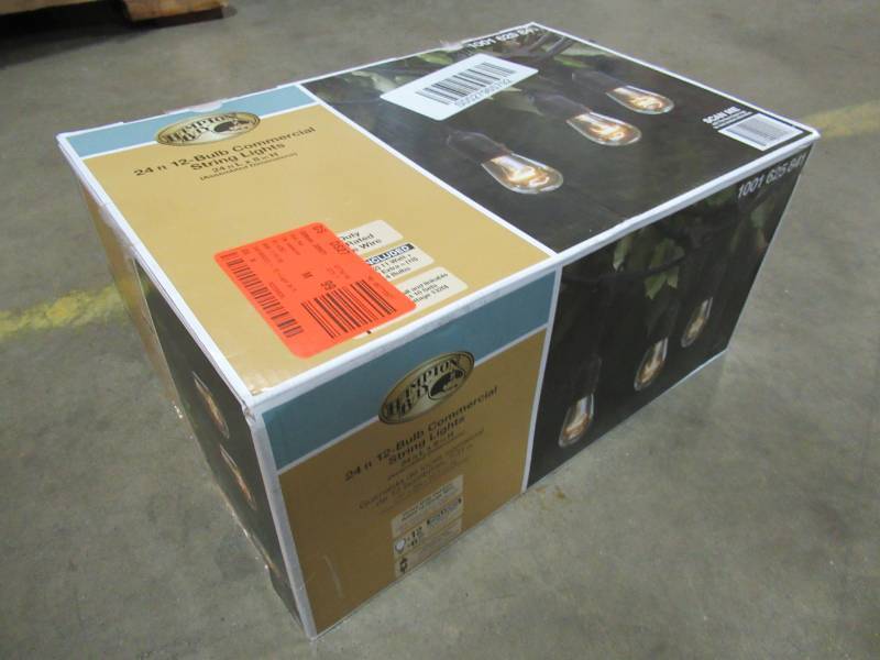 lot 91 image: Hampton Bay 24 ft. 12 Bulb Black Commercial String Light, GLS-14J2-E265-12