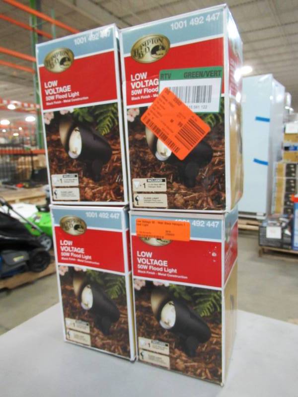 lot 122 image: 4 Hampton Bay Low Voltage 50-Watt Black Halogen Flood Lights, HD28750BK