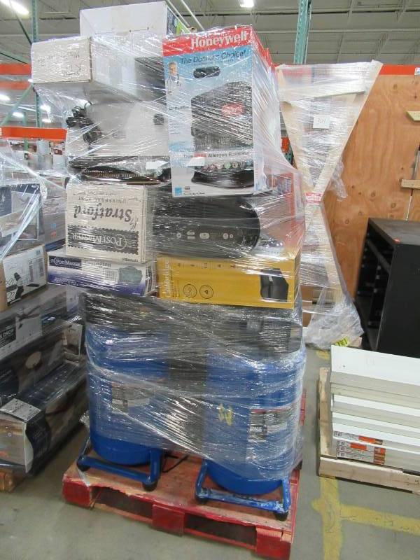 lot 139 image: WHOLESALE MIXED PALLET OF RETURNS - COMPRESSORS, AIR PURIFIERS, HEATERS AND MORE