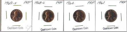 4 Proof Lincoln Cents - 1961, 1962, 1968-S, & 1969-S