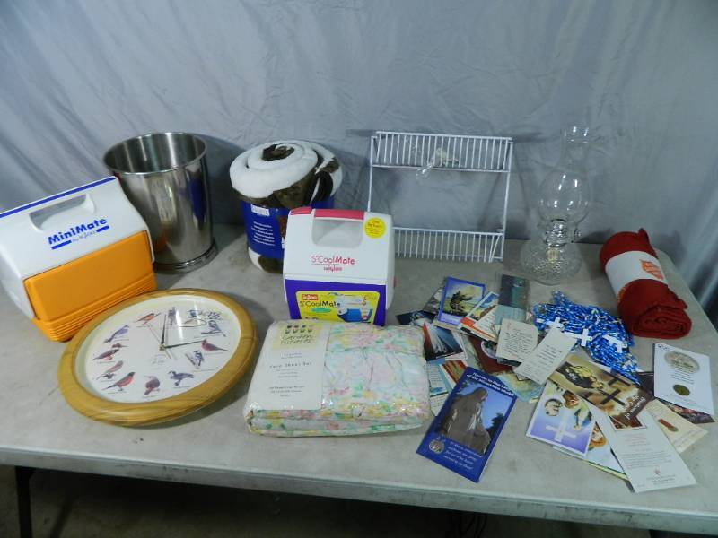 lot 47 image: New Blankets, Coolers, Oil Lamp, Etc