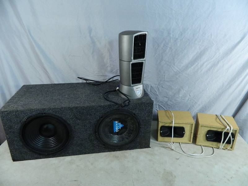 lot 62 image: Car Audio Subwoofer Box, Fan, Speakers