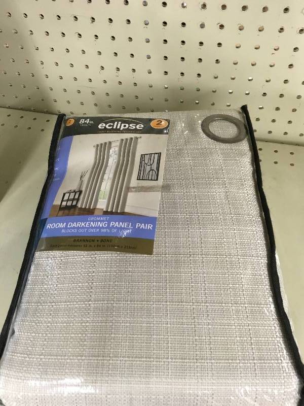lot 312 image: Eclipse Grommet Room Darkening Panel Pair, Retail $19.99