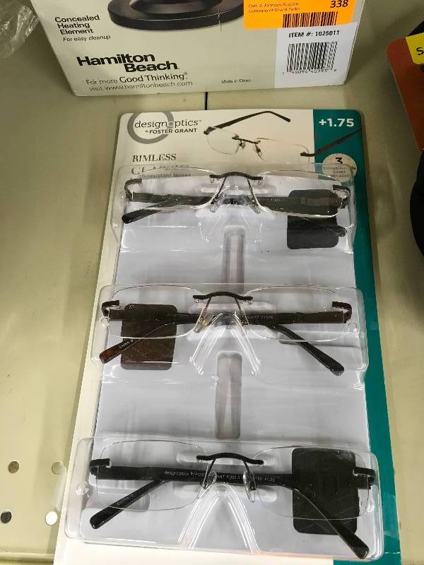 lot 316 image: 3PK Readers Glasses 1.75, Retail $18.99