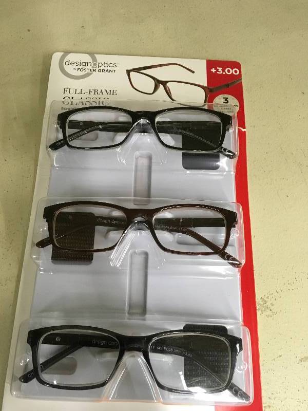 lot 393 image: 3PK Readers Glasses 3.00, Retail $18.99