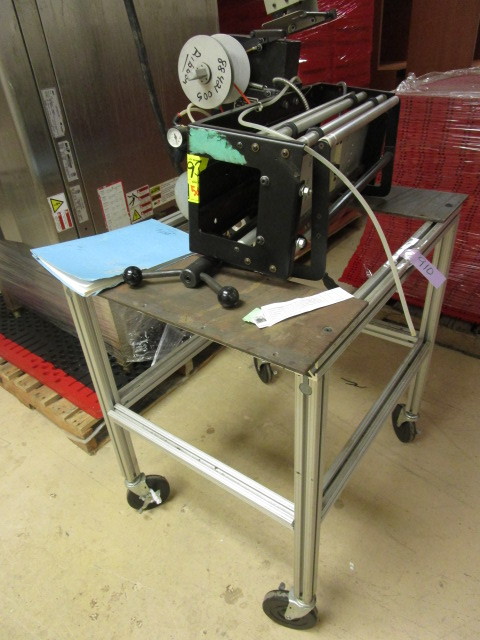 lot 910 image: HOT STAMP PRINTER W ROLLING CART
