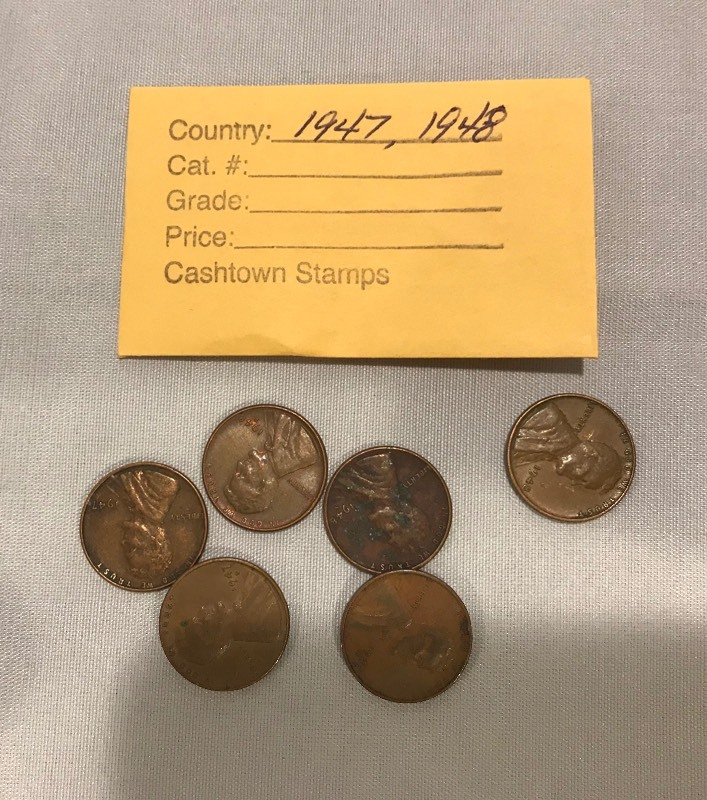 lot 38 image: Six Different Lincoln Wheats - 1947 P,D,S & 1948 P,D,S