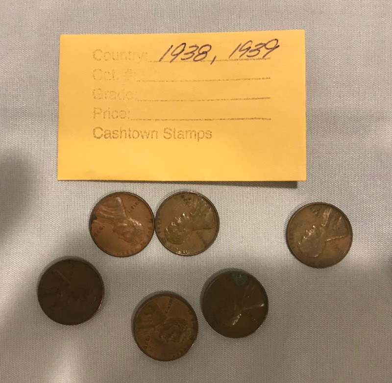 lot 33 image: Six Different Lincoln Wheats - 1938 P,D,S & 1939 P,D,S