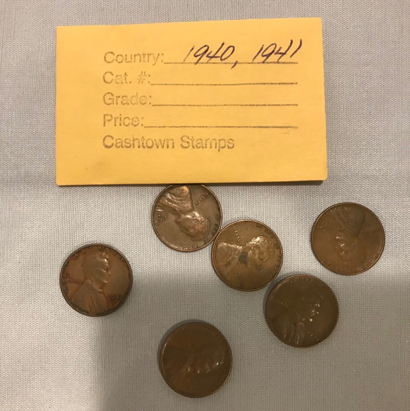 lot 34 image: Six Different Lincoln Wheats - 1940 P,D,S & 1941 P,D,S