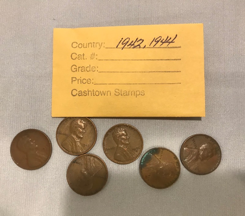 lot 36 image: Six Different Lincoln Wheats - 1942 P,D,S & 1944 P,D,S
