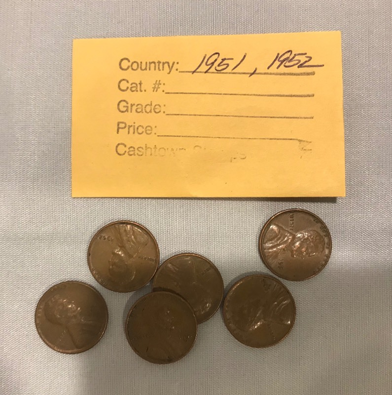 lot 40 image: Six Different Lincoln Wheats - 1951 P,D,S & 1952 P,D,S
