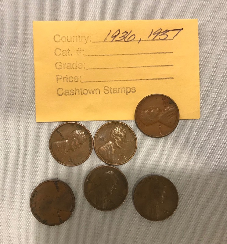 lot 32 image: Six Different Lincoln Wheats - 1936 P,D,S & 1937 P,D,S