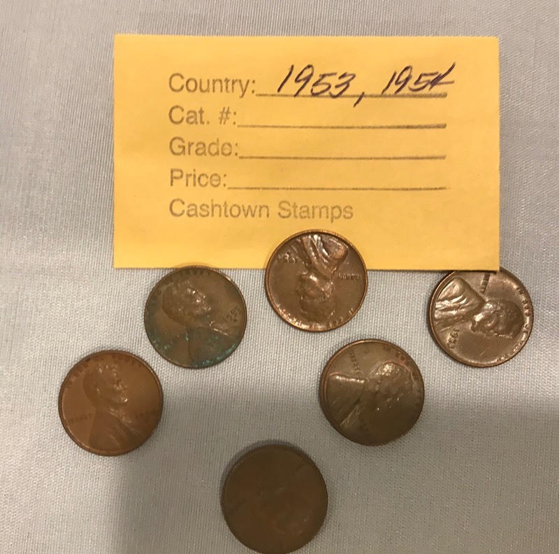 lot 41 image: Six Different Lincoln Wheats - 1953 P,D,S & 1954 P,D,S
