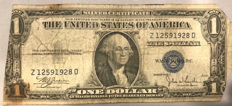 lot 43 image: 1935 C $1 Silver Certificate