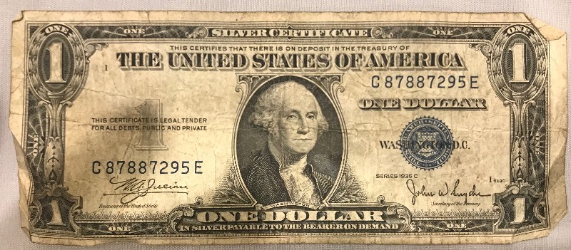 lot 50 image: 1935 C $1 Silver Certificate