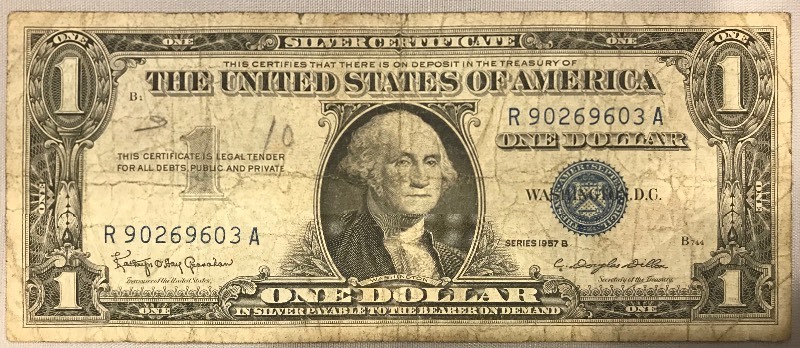 lot 52 image: 1957 B $1 Silver Certificate