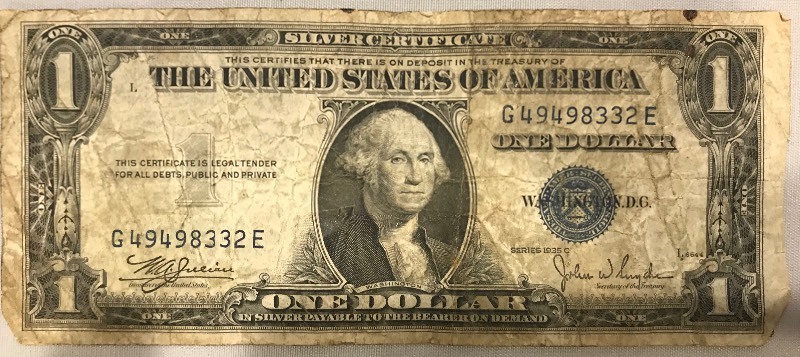 lot 56 image: 1935 C $1 Silver Certificate