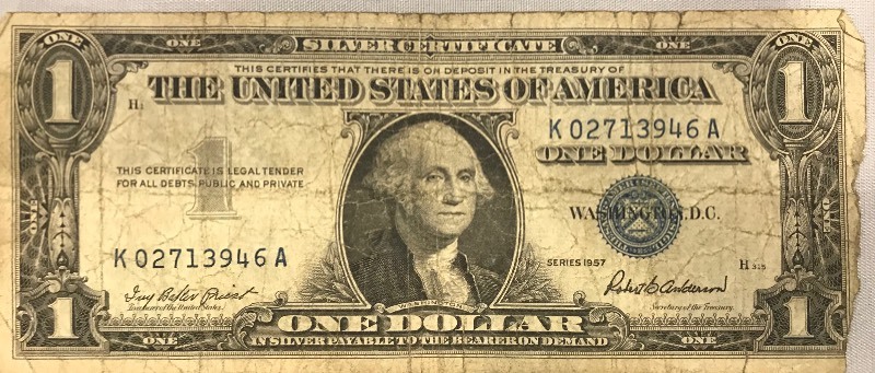 lot 55 image: 1957 $1 Silver Certificate