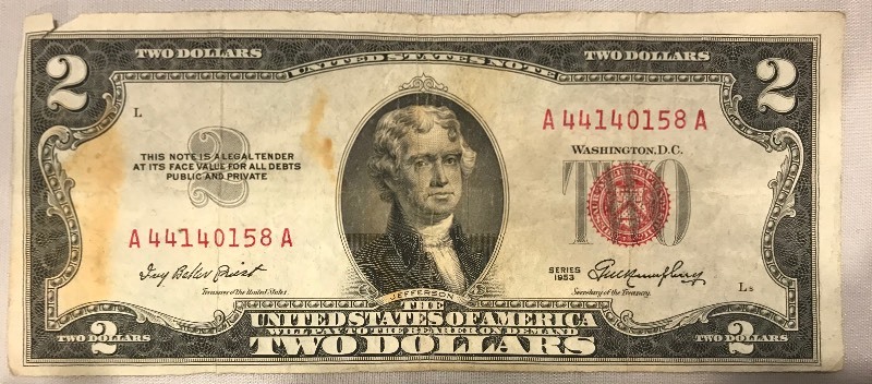lot 59 image: 1953 $2 Federal Note