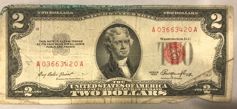lot 61 image: 1953 $2 Federal Note
