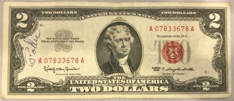 lot 62 image: 1963 $2 Federal Note