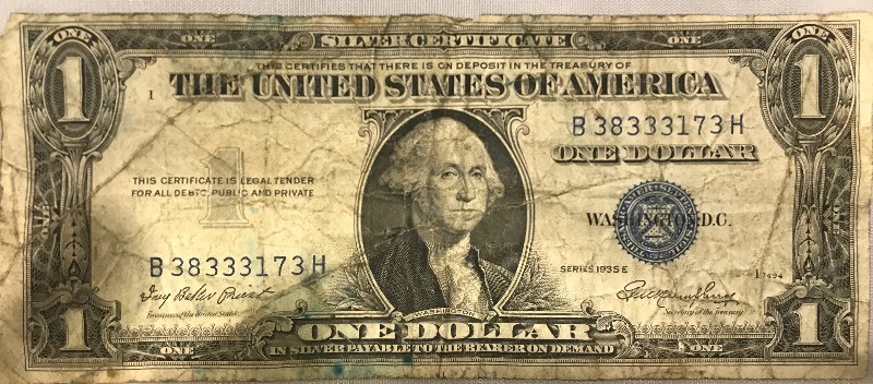 lot 72 image: 1935 E 1$ Silver Certificate