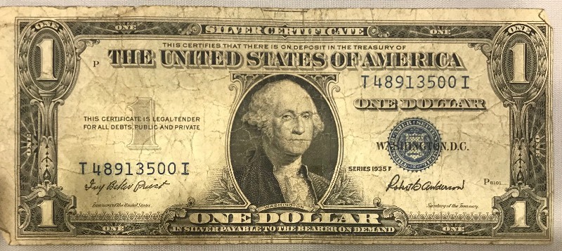 lot 73 image: 1935 F Silver Certificate