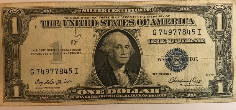 lot 22 image: 1935 E $1 Silver Certificate