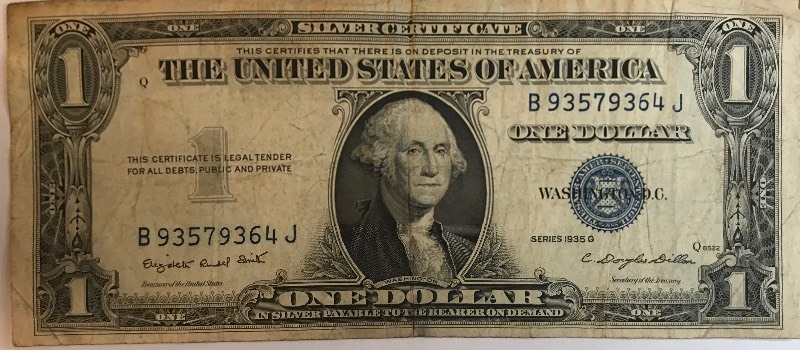 lot 23 image: 1935 G $1 Silver Certificate