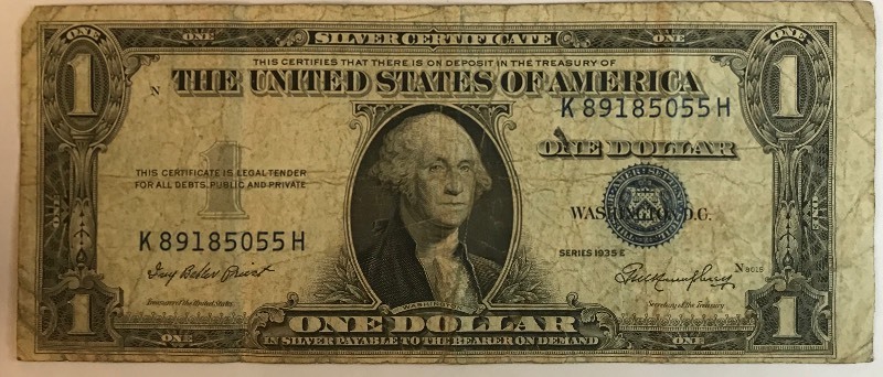 lot 24 image: 1935 E 1$ Silver Certificate