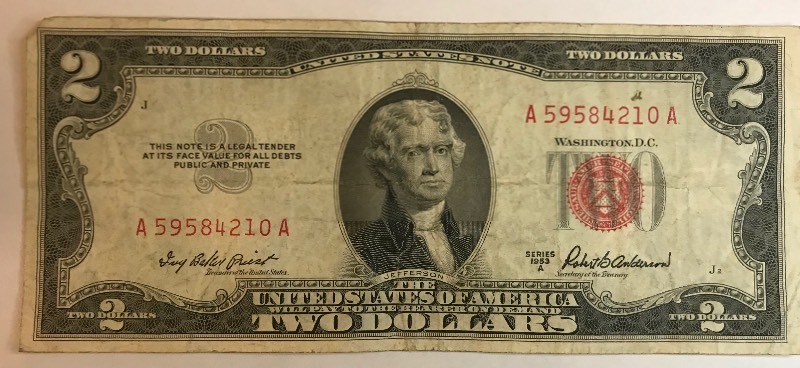 lot 31 image: 1953 A $2 Federal Note