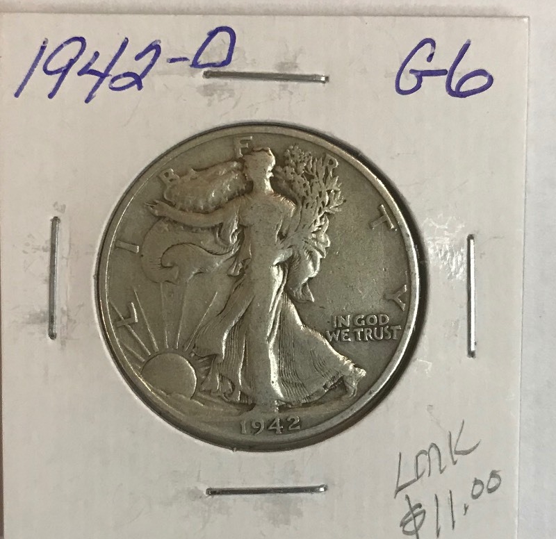 lot 51 image: 1942-D Walking Liberty Half Dollar