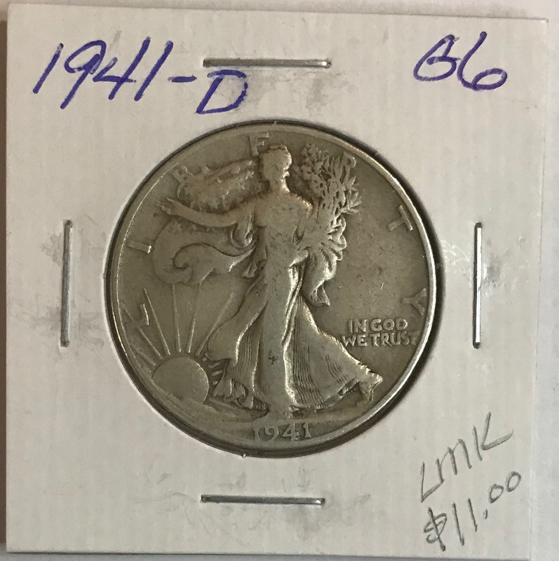 lot 50 image: 1941-D Walking Liberty Half Dollar