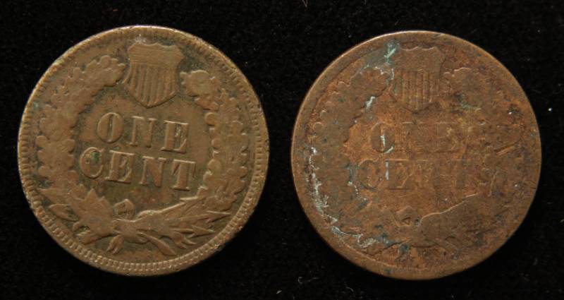2 BETTER DATE INDIAN HEAD CENTS 1875 1879